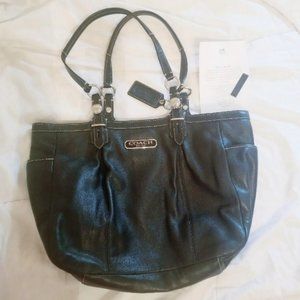 NEW black leather COACH purse handbag
